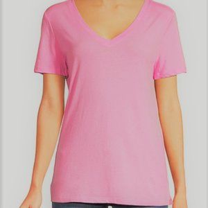 a.n.a Womens PINK V Neck Short Sleeve T-Shirt MED NWT